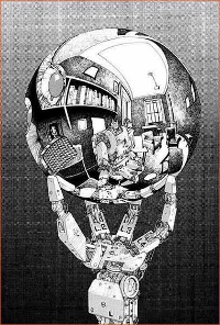 Katsuhiro Otomo - Main tenant un miroir spérique (d'après Maurits Cornelis Escher)