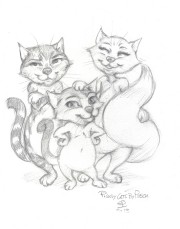 Illustration pour une série de livres jeunesse illustrés aux Editions Belin, avec des petits chats